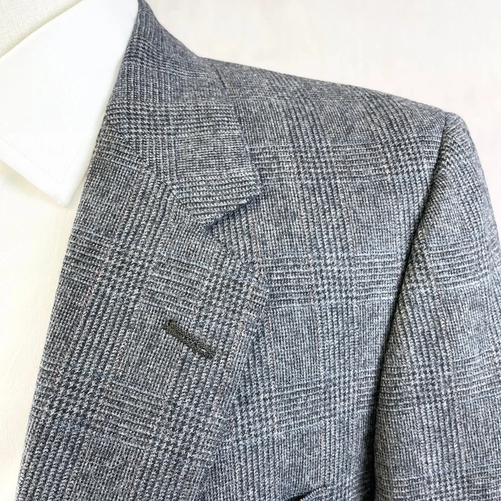 VTG Bill Blass Mens Blazer 42S Gray Glen Plaid Sport Coat Jacket Heritage Prep - Picture 2 of 12
